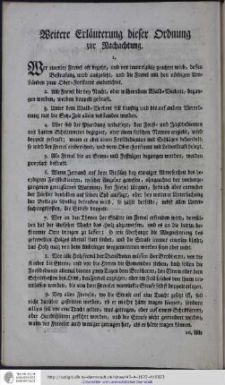 Weitere Erläuterung dieser Ordnung zur Nachachtung