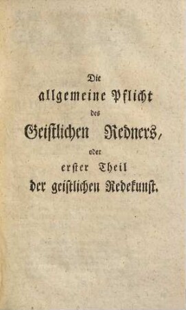 Die Pflicht des geistlichen Redners