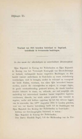 Bijlage D. Tractaat van 1824 tusschen Nederland en Engeland, betreffende de ...