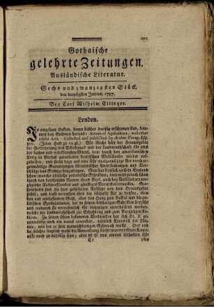 Sechs und zwanzigstes Stück, den dreysigsten Junius, 1787.