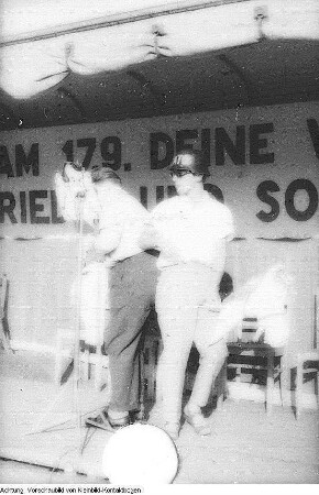 Volkswahl der örtlichen Vertretungen, Auftakt zum Wahlkampf mit einer Veranstaltung im Straßenbahnhof, Tagung der Nationalen Front, Wählervertreter mit John, Wahlveranstaltung in Tharandt mit dem Auftritt einer Kulturgruppe, Veranstaltung mit Otto Buchwitz, August 1961