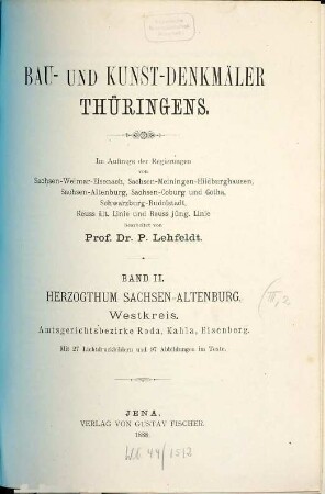 Die Bau- und Kunst-Denkmäler Thüringens, 2/4. Herzogtum Sachsen-Altenburg