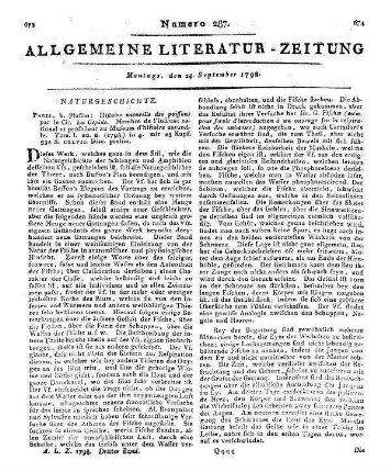 LaCépède, B. G. E. de La Ville sur Illon de: Histoire naturelle des poissons. T. 1. Paris: Plassan [1798]