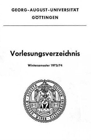 WS 1973/74: Vorlesungsverzeichnis