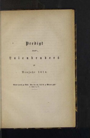 Predigt eines Laienbruders zu Neujahr 1814.