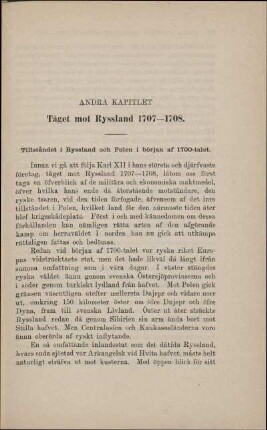 Andra Kapitlet Tåget mot Ryssland 1707-1708.