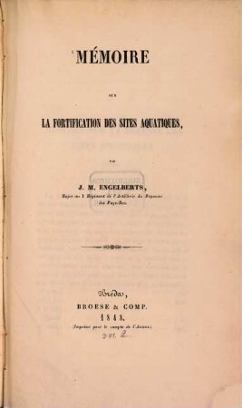 Mémoire sur la fortification des sites aquatiques
