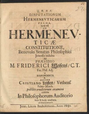 1: quae est De Hermeneuticae Constitutione