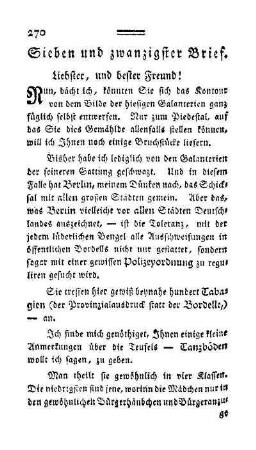 Sieben und zwanzigster Brief