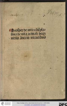 Prosper de vita contemplativa, de vita actuali deque vitiis annexis virtutibus.
