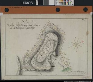 "Plan von den Palsterkamper Forstrevieren im Rechenberge und Dissener Berge" bei Nolle und Dissen ("I") Mit den Namen der angrenzenden Besitzer. Ausf.-Art: Farbige Zeichnung Herst.: Rausch Format: 45 x 65 cm Maßstab: 1 : 3000