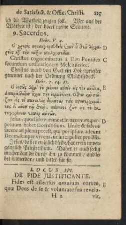 Locus XVI. De Fide Iustificante.