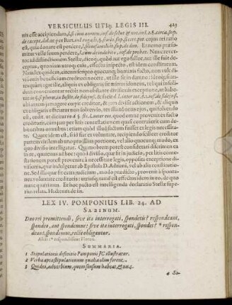 Lex IV. Pomponius Lib. 24 Ad Sabinum. Duo rei promittendi ...