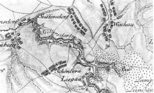 Wachau-Seifersdorf. Ausschnitt aus: Situationskarten von den Kriegsschauplätzen des 7jährigen Krieges, Bl. 4 Dresden-Schandau, 1805 (Sign.: VIII 57)