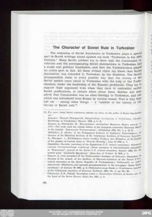 The Character of Soviet Rule in Turkestan