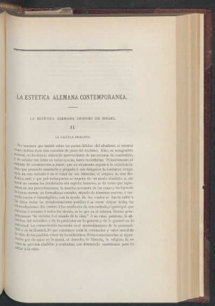 La estética alemana contemporánea. - [Continuación] : La estética alemana después de Hegel.