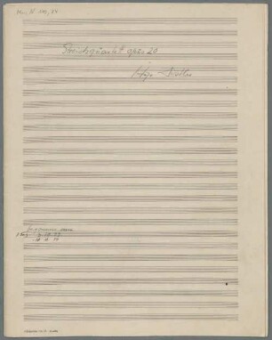 Quartets, Excerpts, vl (2), vla, vlc, op.20,1, LüdD p.445 - BSB Mus.N. 119,84 : Streichquartett opus 20 // Hugo Distler // begonnen am // I. Satz: 3. 10. 39 // 18. 10. 39
