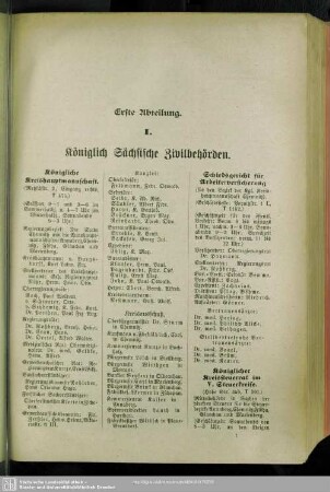 I. Königlich Sächsische Zivilbehörden