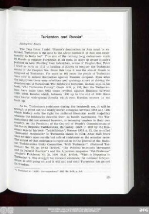 Turkestan and Russia