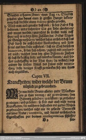 Capitel VII. Kranckheiten, wider welche der Brunn nützlich zu gebrauchen