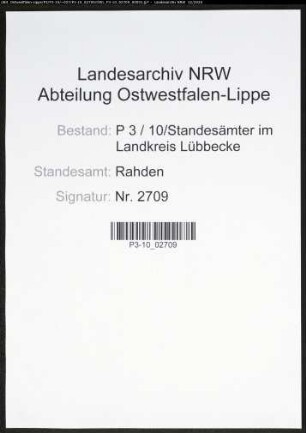 Sterberegister Standesamt Rahden