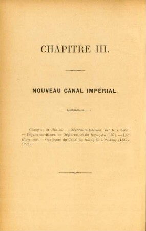 Chapitre III. Nouveau canal impérial