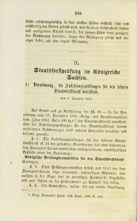 IX. Staatsforstprüfung im Königreiche Sachsen