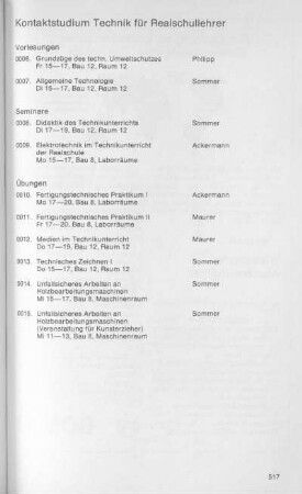 Kontaktstudium Technik für Realschullehrer