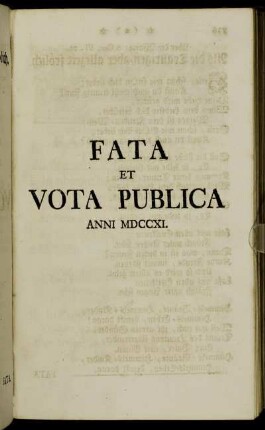 Fata et vota publica anni MDCCXI.