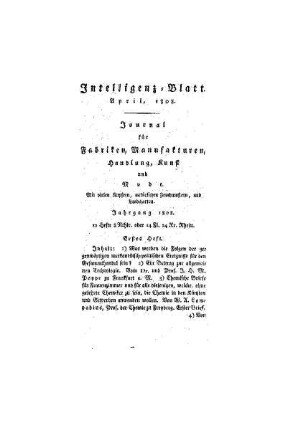 Intelligenz-Blatt : April 1808
