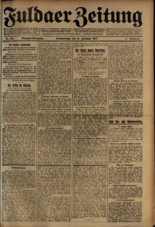 Erste Ausgabe vom Donnerstag, den 11. Februar 1915.