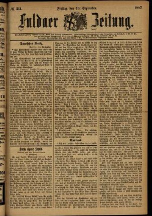 Ausgabe vom Freitag, den 16. September 1887.