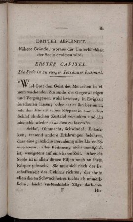 Dritter Abschnitt. Nähere Gründe, woraus die Unsterblichkeit der Seele erwiesen wird.