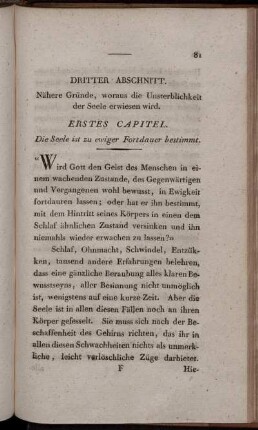 Dritter Abschnitt. Nähere Gründe, woraus die Unsterblichkeit der Seele erwiesen wird.