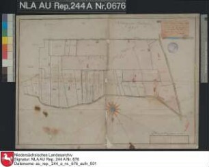 Lage von vermessenen Grundstücken der Addinggaster Sielacht bei ADDINGGASTE Kolorierte Zeichnung von F. W. Magott Papier Format 52,5x37,4 M 1:5.100