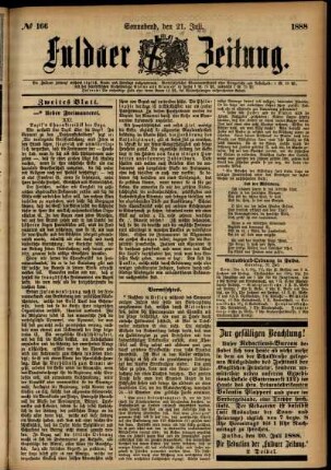 Zweite Ausgabe vom Samstag, den 21. Juli 1888.
