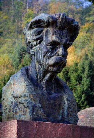Frankreich. Alsace. Haut Rhin. Kaysersberg. Albert Schweitzer Büste