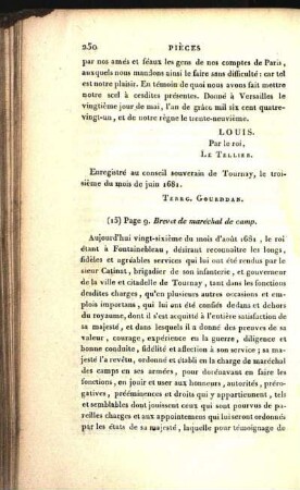 (15) Page 9. Brevet de maréchal de camp.