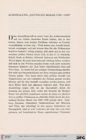 Ausstellung "Deutsche Maler 1780-1850"