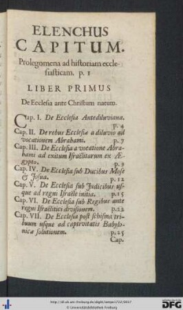 Elenchus Capitum.