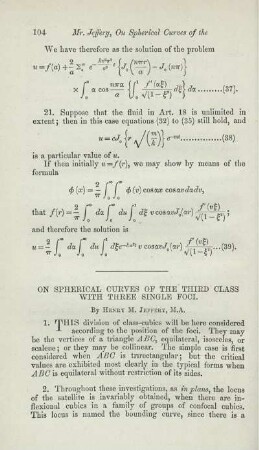 On spherical curves of the third class with three single foci.
