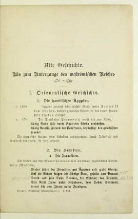 Alte Geschichte. Bis zum Untergange des weströmischen Reiches 476 n. Chr.