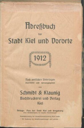 1912: Adreßbuch der Stadt Kiel und Vororte 1912