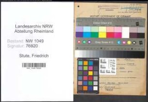 Entnazifizierung Friedrich Stute , geb. 04.11.1889 (Werkmeister)