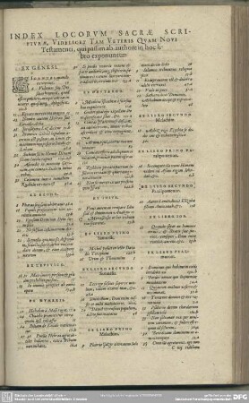 Index Locorum Sacrae Scripturae, Videlicet Tam Veteris Quam Novi Testamenti, qui passim ab authore in hoc libro exponuntur