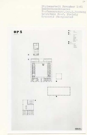 Dominikanerkloster, Berlin-Dahlem (Diplomarbeit bei Peter Poelzig): Grundriss Obergeschoss 1:200