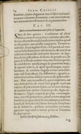 Cap. III. Multo minus hominem curiosum & loquacem.