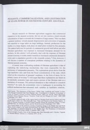 Peasants, Commercialization, And Legitimation Of State Power In Sixteenth-Century Anatolia