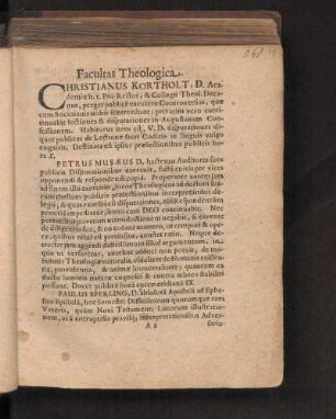 Facultas Theologica.