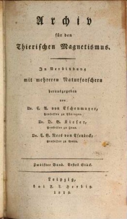 Archiv für den thierischen Magnetismus, 12. 1823